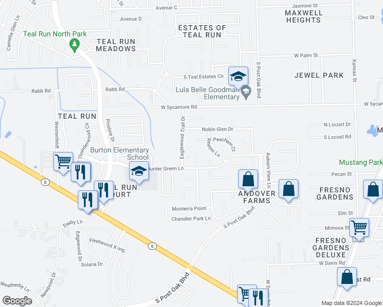map of restaurants, bars, coffee shops, grocery stores, and more near 4422 Hardwood Glen Drive in Fresno