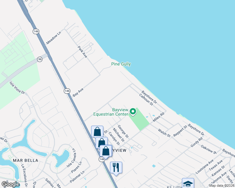 map of restaurants, bars, coffee shops, grocery stores, and more near 327 Middleton Street in Bacliff
