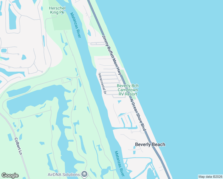 map of restaurants, bars, coffee shops, grocery stores, and more near 187 Monitor Drive in Flagler Beach