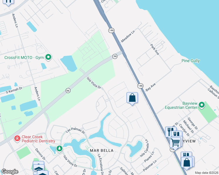 map of restaurants, bars, coffee shops, grocery stores, and more near 4809 La Piedra Lane in League City