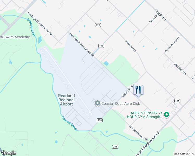 map of restaurants, bars, coffee shops, grocery stores, and more near 17735 Hastings Friendswood Road in Pearland