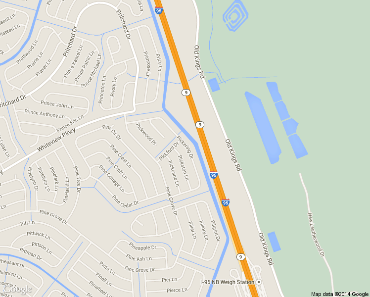 map of restaurants, bars, coffee shops, grocery stores, and more near 55 Pickering Dr in Palm Coast