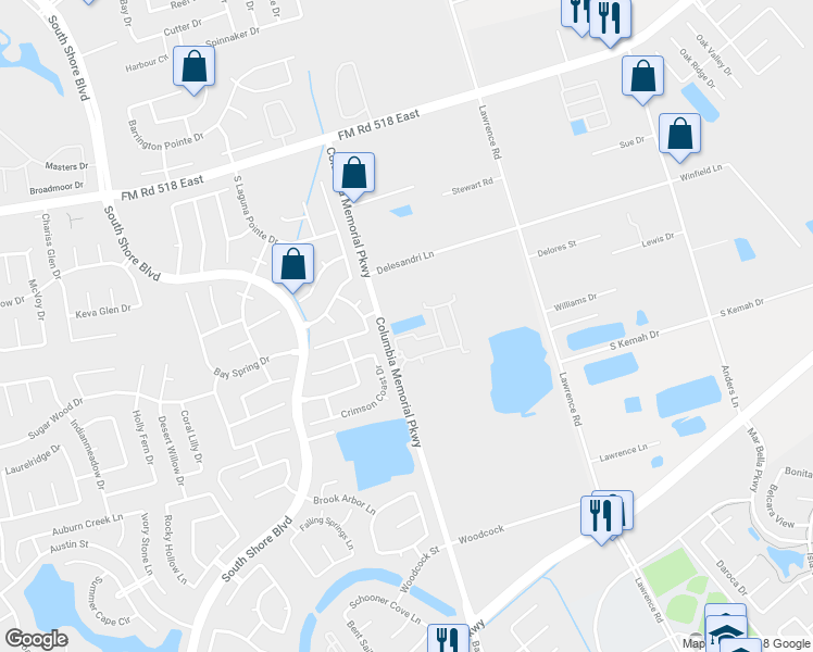map of restaurants, bars, coffee shops, grocery stores, and more near 1051 Columbia Memorial Parkway in Kemah