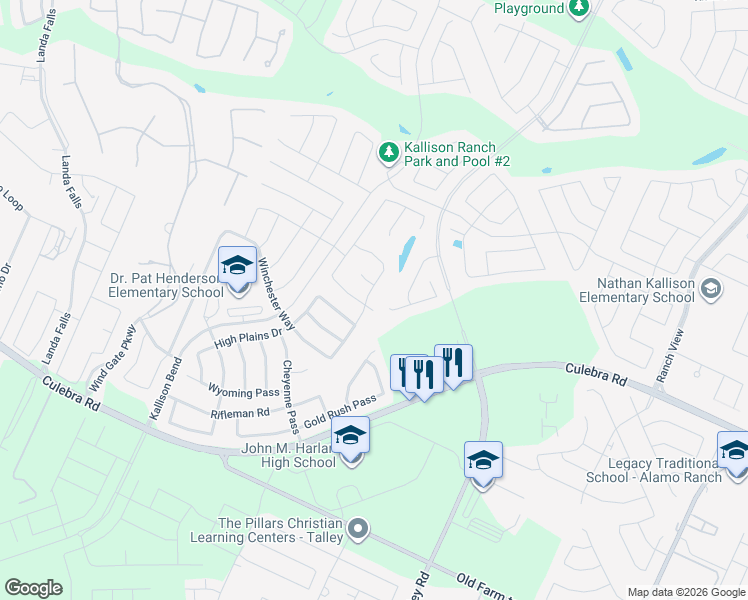 map of restaurants, bars, coffee shops, grocery stores, and more near 8603 Sierra Sky in San Antonio