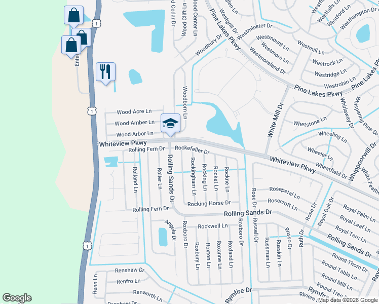 map of restaurants, bars, coffee shops, grocery stores, and more near 7 Rocking Horse Drive in Palm Coast