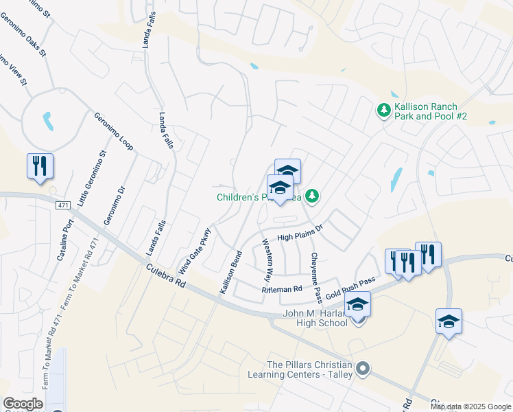 map of restaurants, bars, coffee shops, grocery stores, and more near 8626 Kallison Arbor in San Antonio