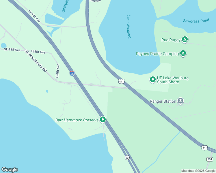 map of restaurants, bars, coffee shops, grocery stores, and more near 1504 Southeast Wacahoota Road in Micanopy