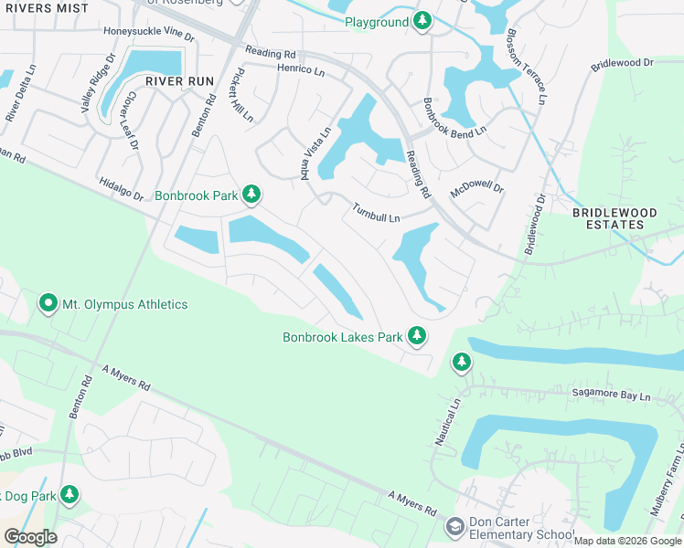 map of restaurants, bars, coffee shops, grocery stores, and more near 9226 Japonica Drive in Rosenberg