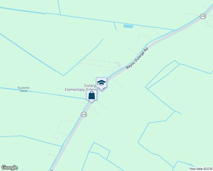 map of restaurants, bars, coffee shops, grocery stores, and more near 596-626 Bayou Dularge Road in Houma