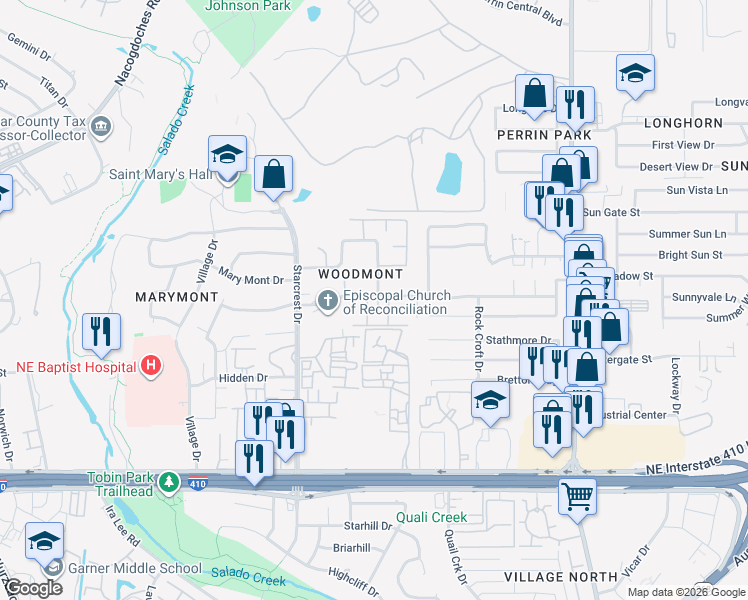 map of restaurants, bars, coffee shops, grocery stores, and more near in San Antonio