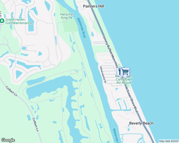 map of restaurants, bars, coffee shops, grocery stores, and more near 9 South Riverwalk Drive in Palm Coast