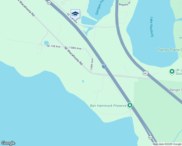 map of restaurants, bars, coffee shops, grocery stores, and more near 113 South West Wacahoota Road in Micanopy