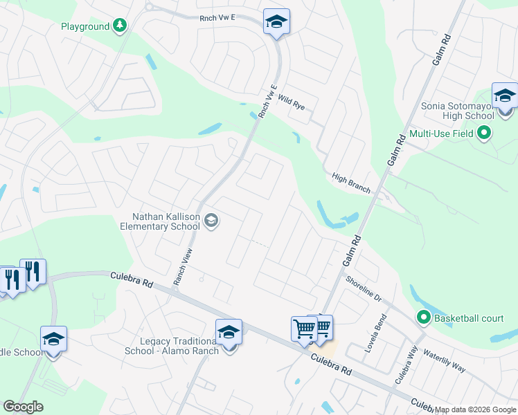 map of restaurants, bars, coffee shops, grocery stores, and more near 13511 Jack Heights in San Antonio