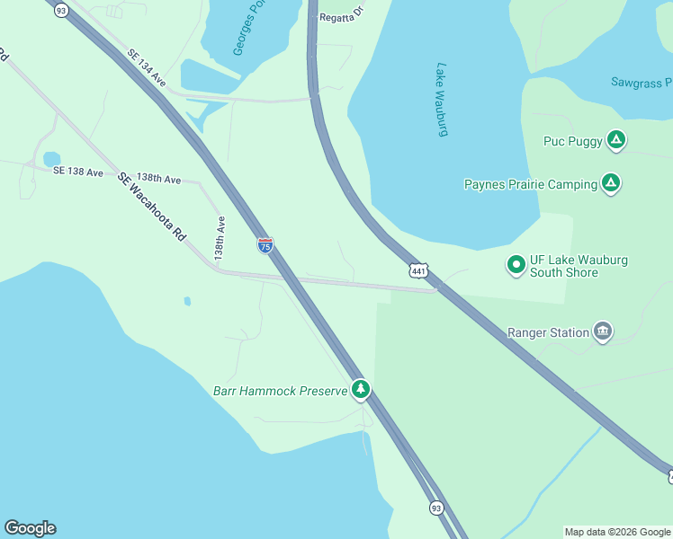 map of restaurants, bars, coffee shops, grocery stores, and more near 1302 Southeast Wacahoota Road in Micanopy