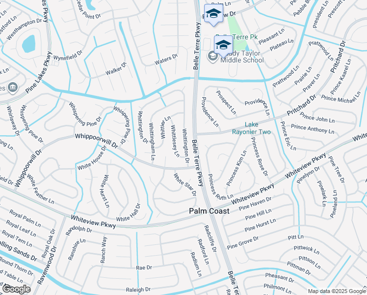 map of restaurants, bars, coffee shops, grocery stores, and more near 13 Whittington Drive in Palm Coast
