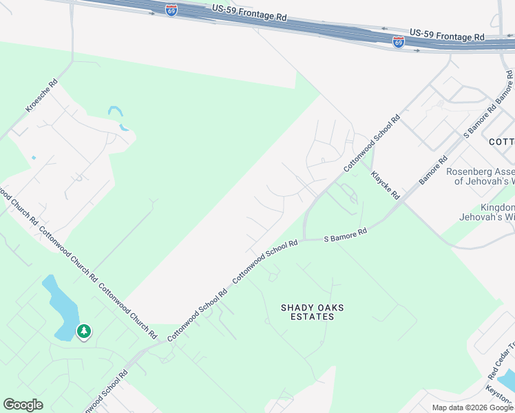 map of restaurants, bars, coffee shops, grocery stores, and more near 1992-2154 Cottonwood School Road in Rosenberg