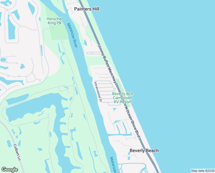 map of restaurants, bars, coffee shops, grocery stores, and more near 73 Merrimac Dr in Flagler Beach