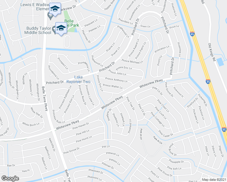 map of restaurants, bars, coffee shops, grocery stores, and more near 33 Prince Eric Lane in Palm Coast