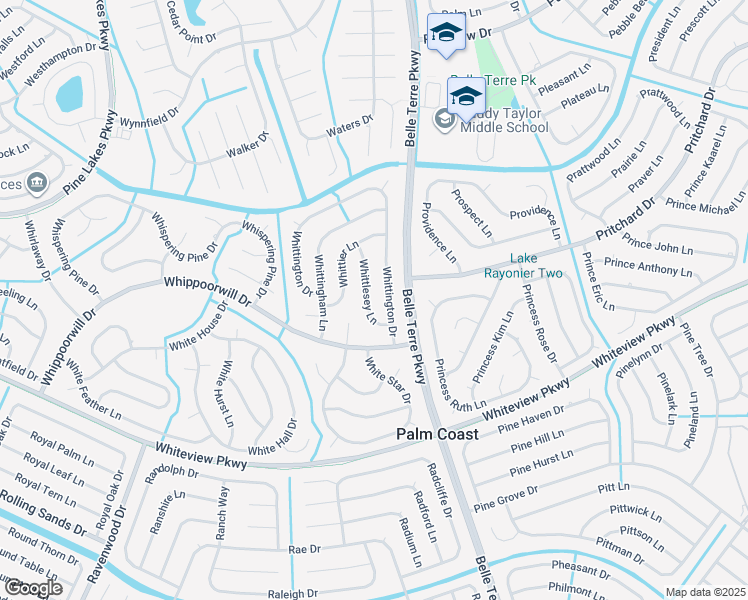 map of restaurants, bars, coffee shops, grocery stores, and more near 13 Whittington Drive in Palm Coast