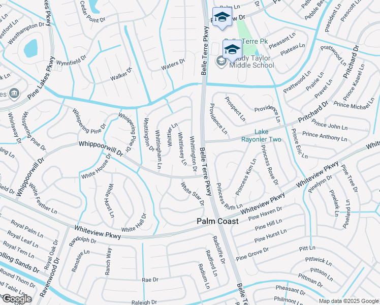 map of restaurants, bars, coffee shops, grocery stores, and more near 15 Whittington Drive in Palm Coast