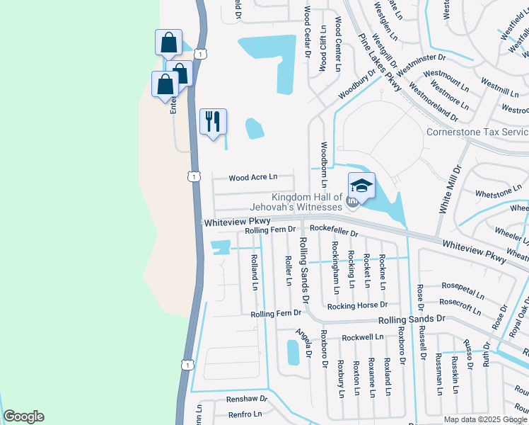 map of restaurants, bars, coffee shops, grocery stores, and more near 18 Wood Arbor Lane in Palm Coast