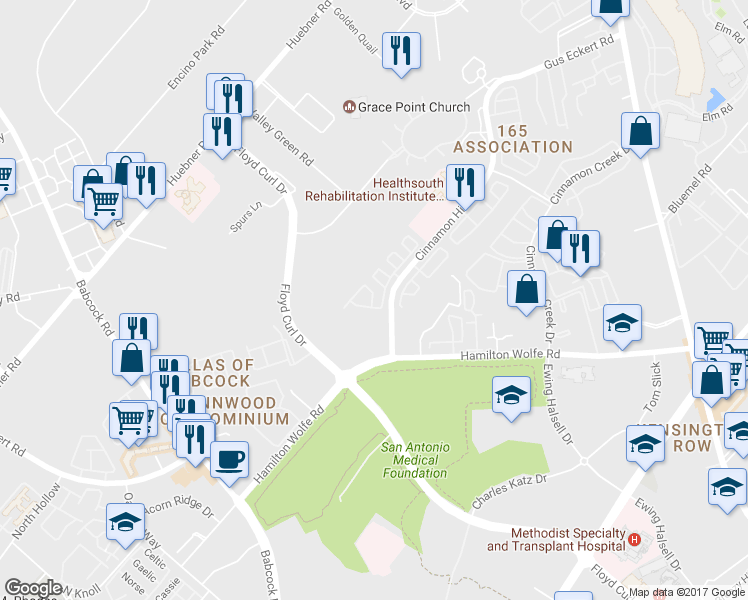 map of restaurants, bars, coffee shops, grocery stores, and more near 5021 Kenton Royalle in San Antonio