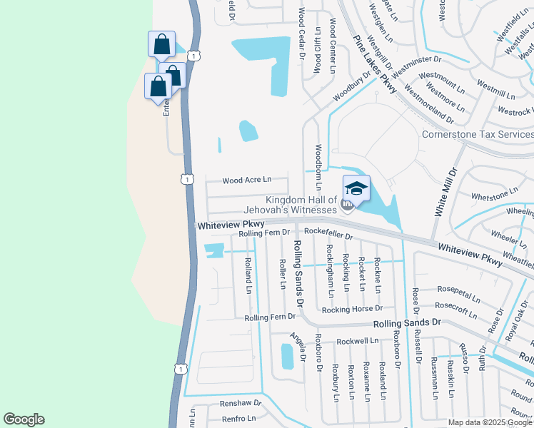 map of restaurants, bars, coffee shops, grocery stores, and more near 28 Wood Arbor Lane in Palm Coast