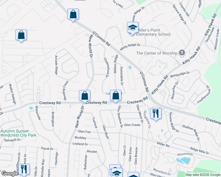 map of restaurants, bars, coffee shops, grocery stores, and more near 6819 Ludgate in San Antonio