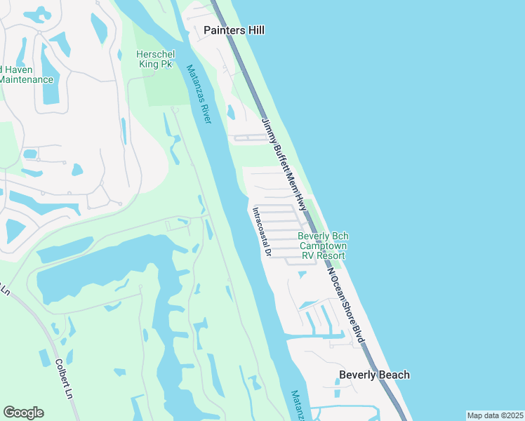 map of restaurants, bars, coffee shops, grocery stores, and more near 84 Merrimac Drive in Flagler Beach