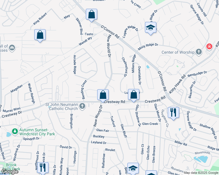 map of restaurants, bars, coffee shops, grocery stores, and more near 6906 Silver Shadow drive in San Antonio