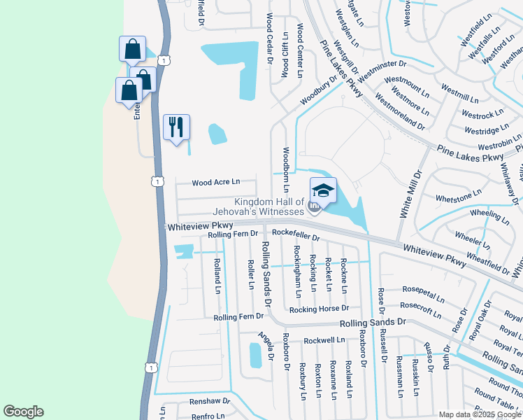 map of restaurants, bars, coffee shops, grocery stores, and more near 4 Wood Aspen Lane in Palm Coast