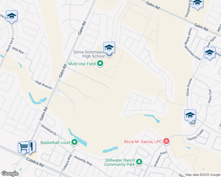 map of restaurants, bars, coffee shops, grocery stores, and more near Galm Road in San Antonio