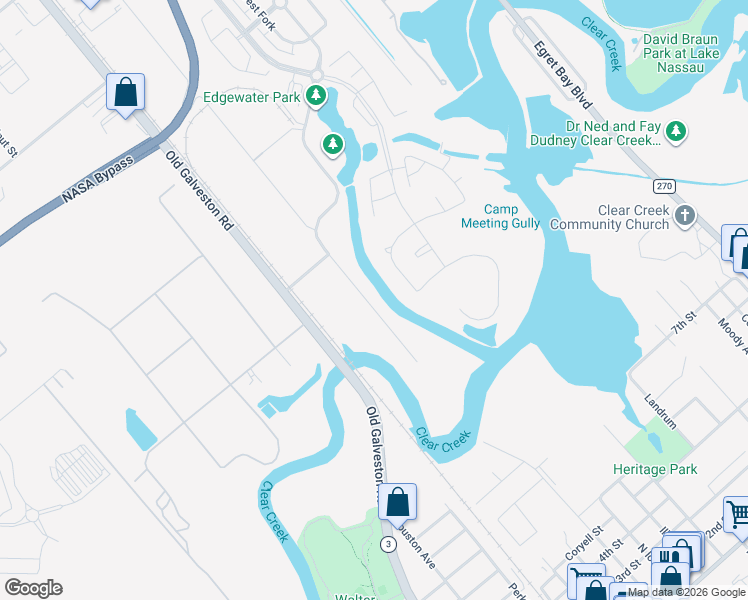map of restaurants, bars, coffee shops, grocery stores, and more near 19502 Old Galveston Road in Webster