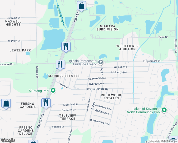 map of restaurants, bars, coffee shops, grocery stores, and more near 4222 Rose Lane in Fresno