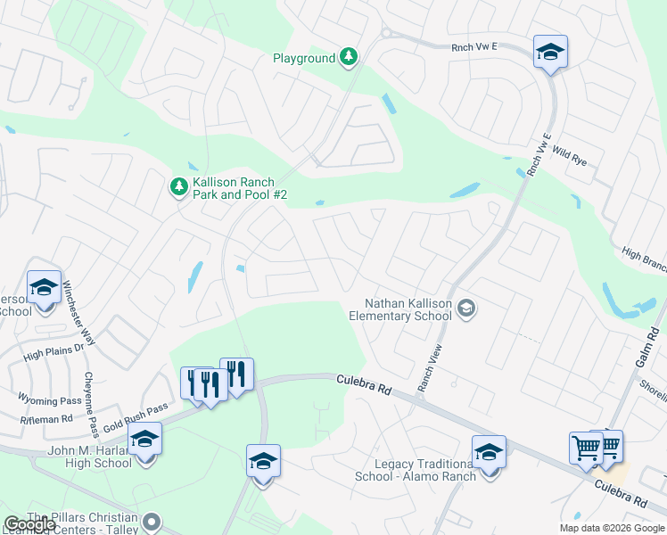map of restaurants, bars, coffee shops, grocery stores, and more near 8817 Palmetto Falls in San Antonio