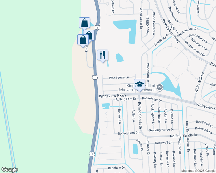 map of restaurants, bars, coffee shops, grocery stores, and more near 6 Wood Amber Lane in Palm Coast