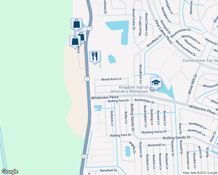 map of restaurants, bars, coffee shops, grocery stores, and more near 19 Wood Amber Lane in Palm Coast