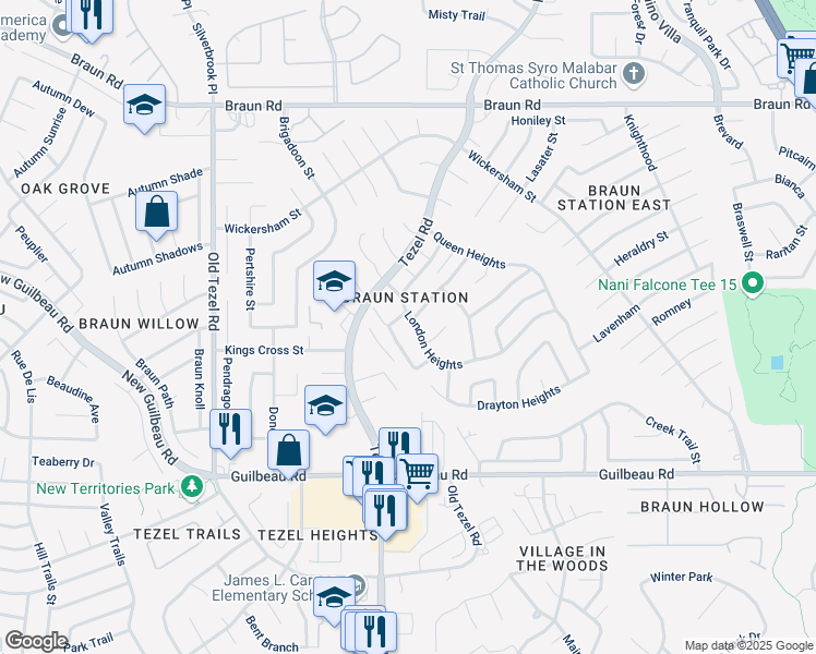 map of restaurants, bars, coffee shops, grocery stores, and more near 8651 Waldon Heights in San Antonio