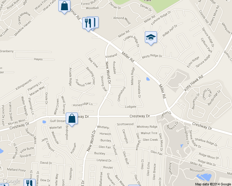 map of restaurants, bars, coffee shops, grocery stores, and more near 9525 Chelmsford in San Antonio