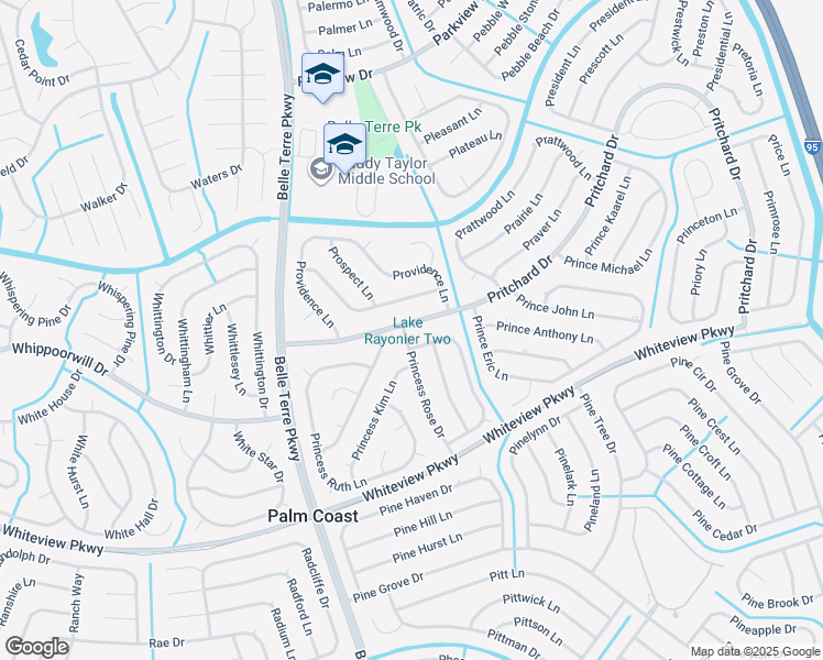 map of restaurants, bars, coffee shops, grocery stores, and more near 34 Pritchard Drive in Palm Coast