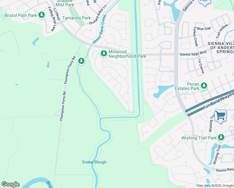 map of restaurants, bars, coffee shops, grocery stores, and more near 4802 Hickory Branch Lane in Sugar Land