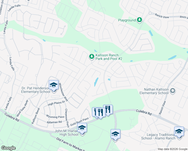 map of restaurants, bars, coffee shops, grocery stores, and more near 8818 Haystack Road in San Antonio
