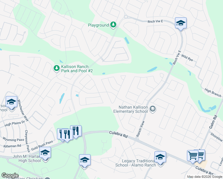 map of restaurants, bars, coffee shops, grocery stores, and more near 8827 Belgian Falls in San Antonio