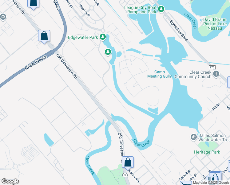 map of restaurants, bars, coffee shops, grocery stores, and more near 19419 Old Galveston Road in Webster