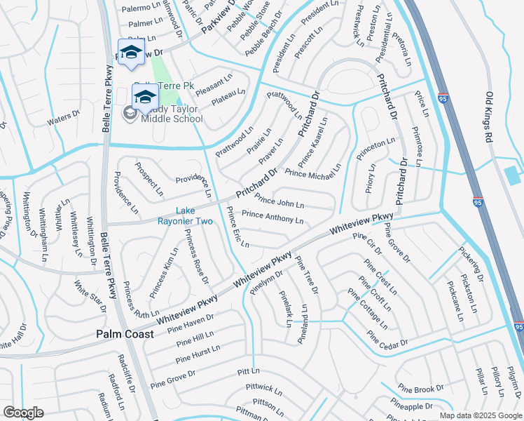 map of restaurants, bars, coffee shops, grocery stores, and more near 13 Prince Anthony Lane in Palm Coast