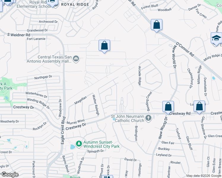 map of restaurants, bars, coffee shops, grocery stores, and more near 214 Mocking Bird Place in San Antonio