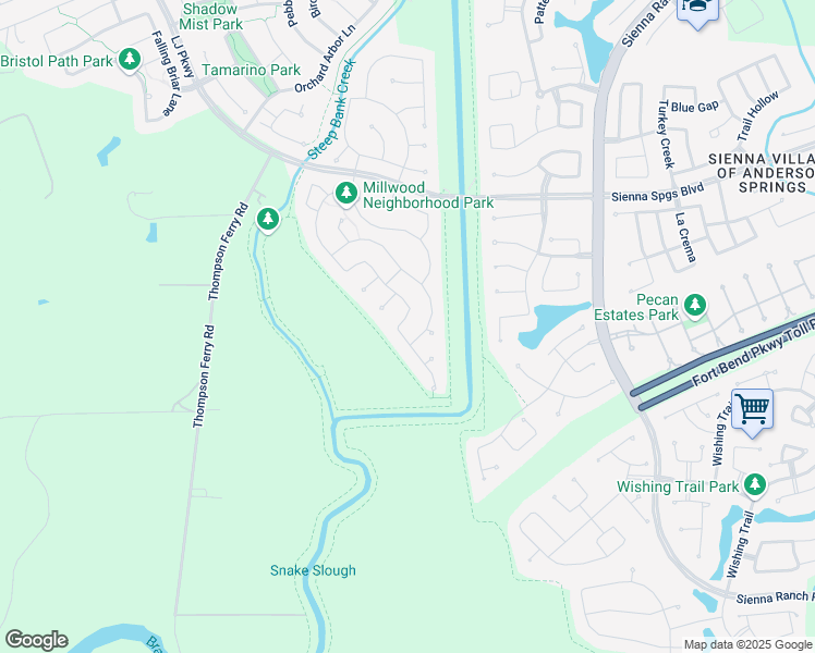 map of restaurants, bars, coffee shops, grocery stores, and more near 4802 Hickory Branch Lane in Sugar Land