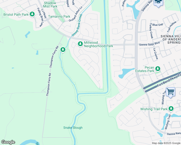 map of restaurants, bars, coffee shops, grocery stores, and more near 4802 Hickory Branch Lane in Sugar Land