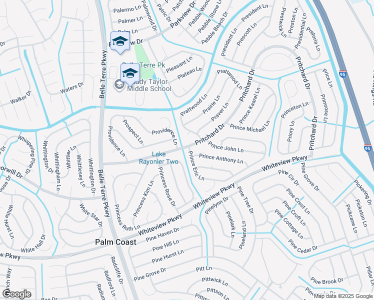 map of restaurants, bars, coffee shops, grocery stores, and more near 2 Prince Anthony Lane in Palm Coast