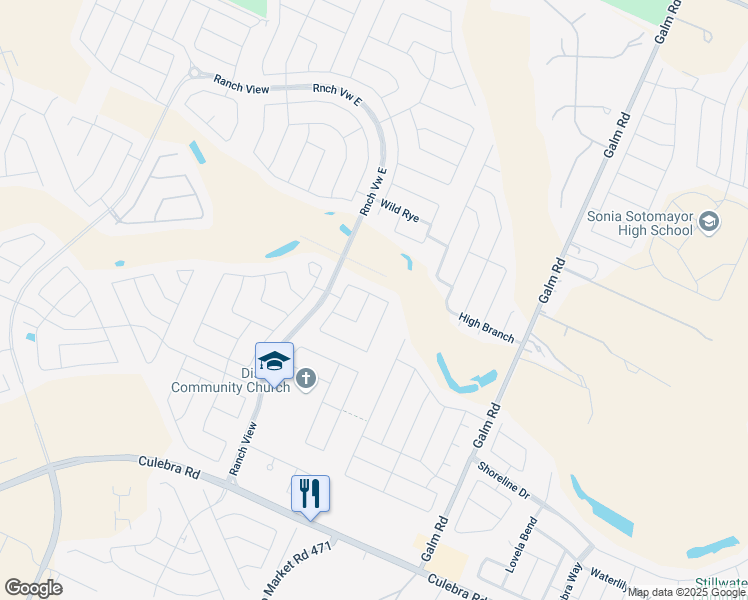 map of restaurants, bars, coffee shops, grocery stores, and more near 13407 Bradford Glen in San Antonio